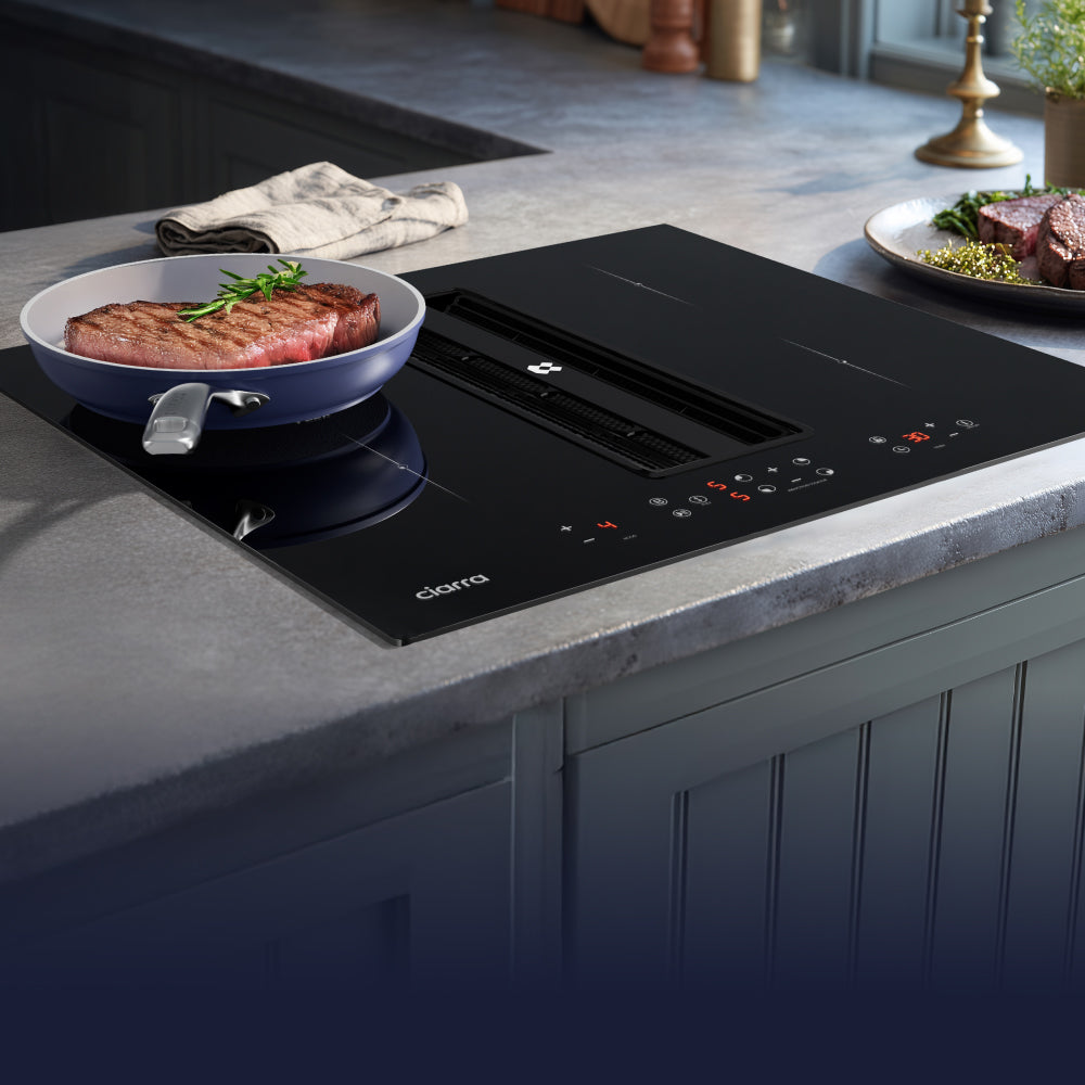 Kochfelds mit integriertem Dunstabzug