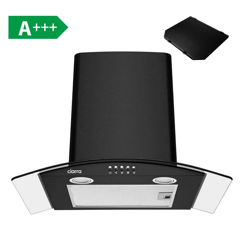 CIARRA Dunstabzugshaube aus Glas gebogene Form 60cm CBCB6506B-OW