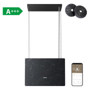 Ciarra Pinnacle 48 cm große Insel-Dunstabzugshaube aus Glas in Shadow Noir Marmor CBCG4850-OW