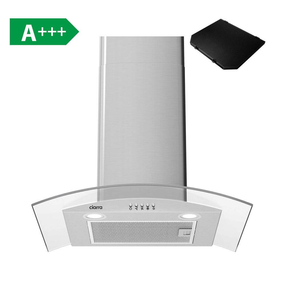 CIARRA Dunstabzugshaube aus Glas gebogene Form 60cm CBCS6506B-OW