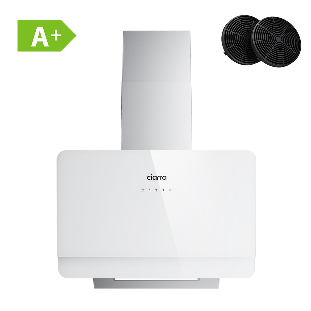 Ciarra 60cm Schräghaube Wandmontage mit Touch-Bedienung & LED-Beleuchtung Weiß CBCS6765C-OW