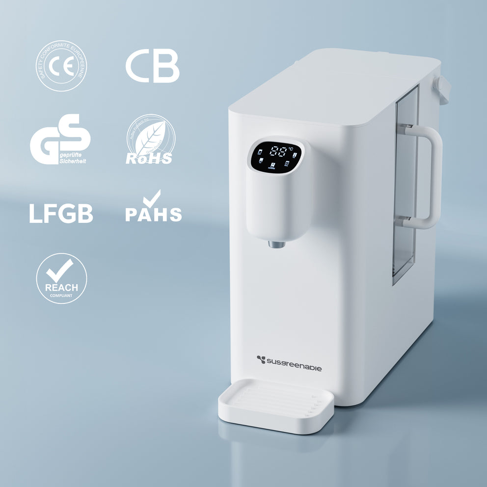 Ciarra x Susgreenable Heißwasserspender 4-in-1 umkehrosmoseanlage, 3 Sek. Heiß, Ohne Installation, Inklusive Filter, 3:1 Wassereffizienz | SGIWDR04-W