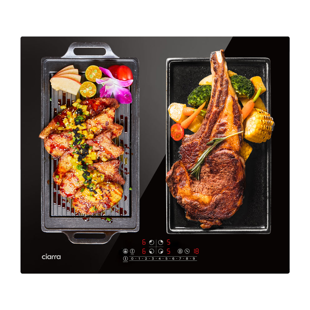 CIARRA 4 Zonen Einbau-Induktionskochfeld mit Zwei Flexzonen und Booster 7200W CBBIH4BFF-OW