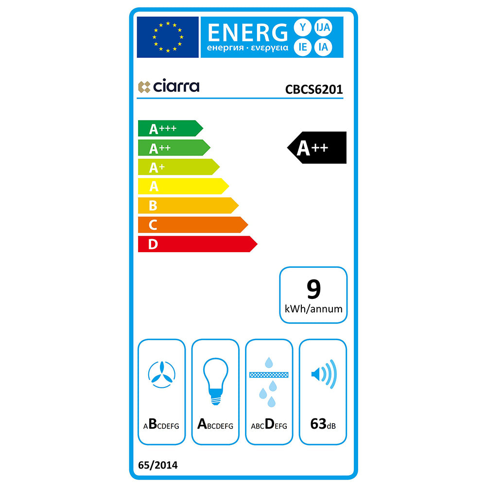 CIARRA 60cm Pyramide wandmontierte Dunstabzugshaube CBCS6201-OW