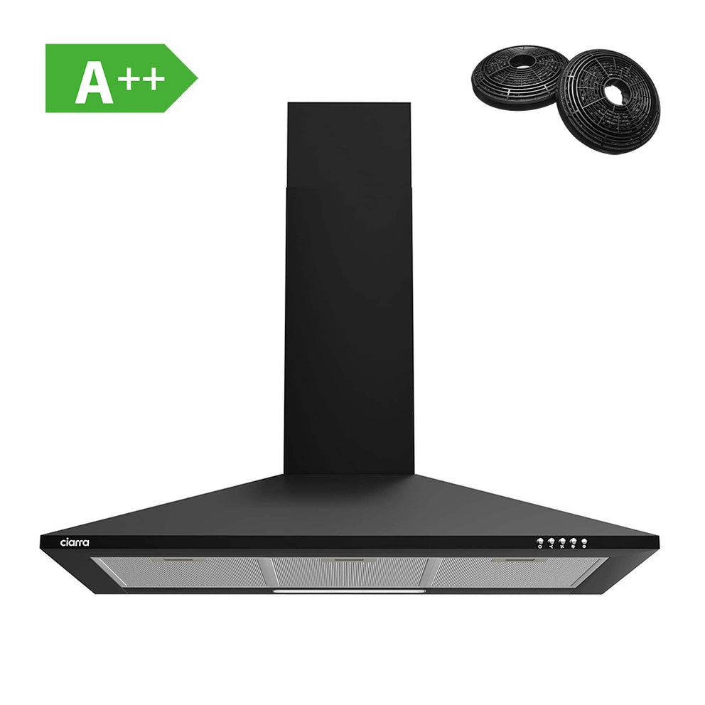 CIARRA 90cm Wandmontage Dunstabzugshaube Edelstahl Glas 370m³/h CBCB9201-OW