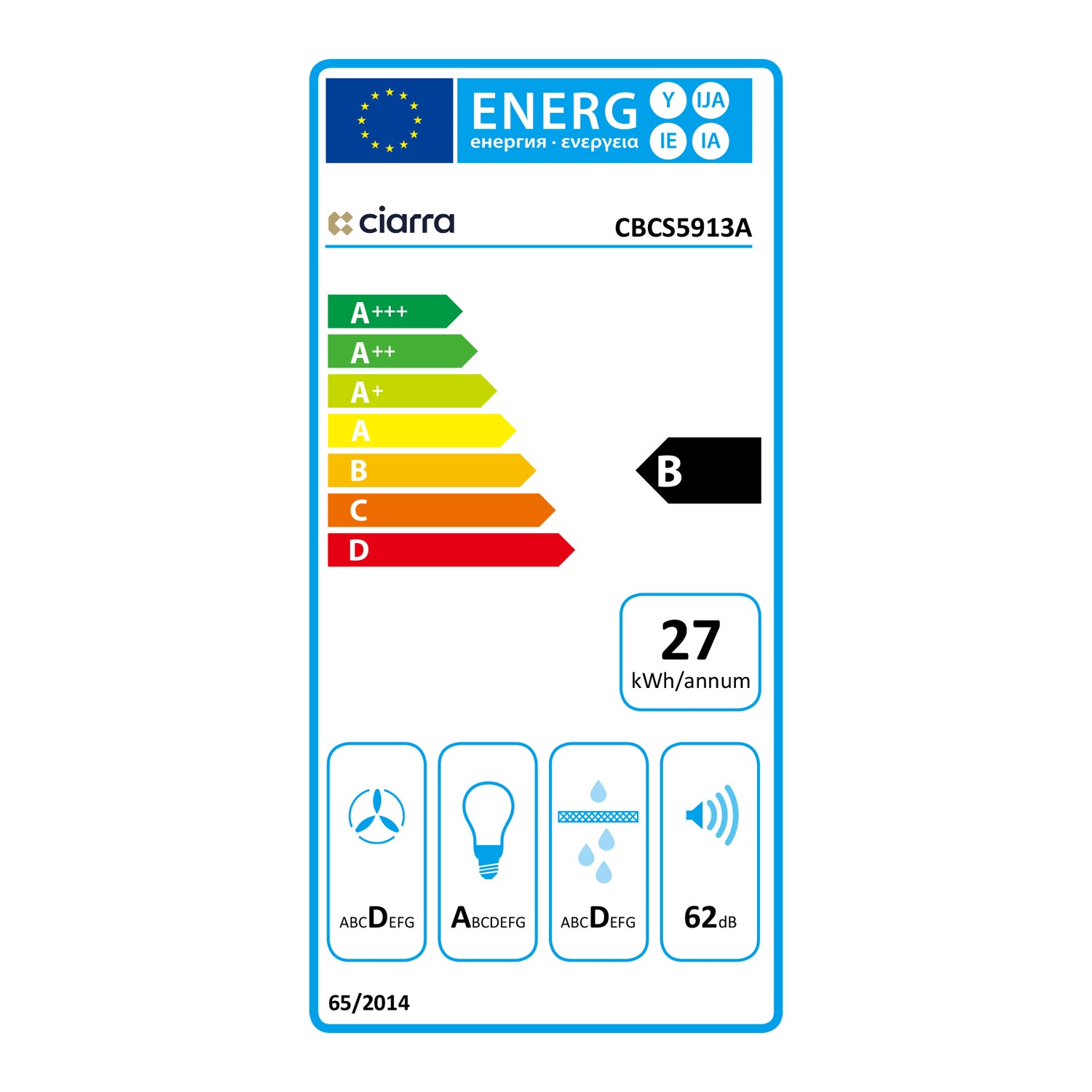 CIARRA Einbau Unterbau Integrierte Dunstabzugshaube 300m³/h 52cm Ohne Abluft CBCS5913A-OW
