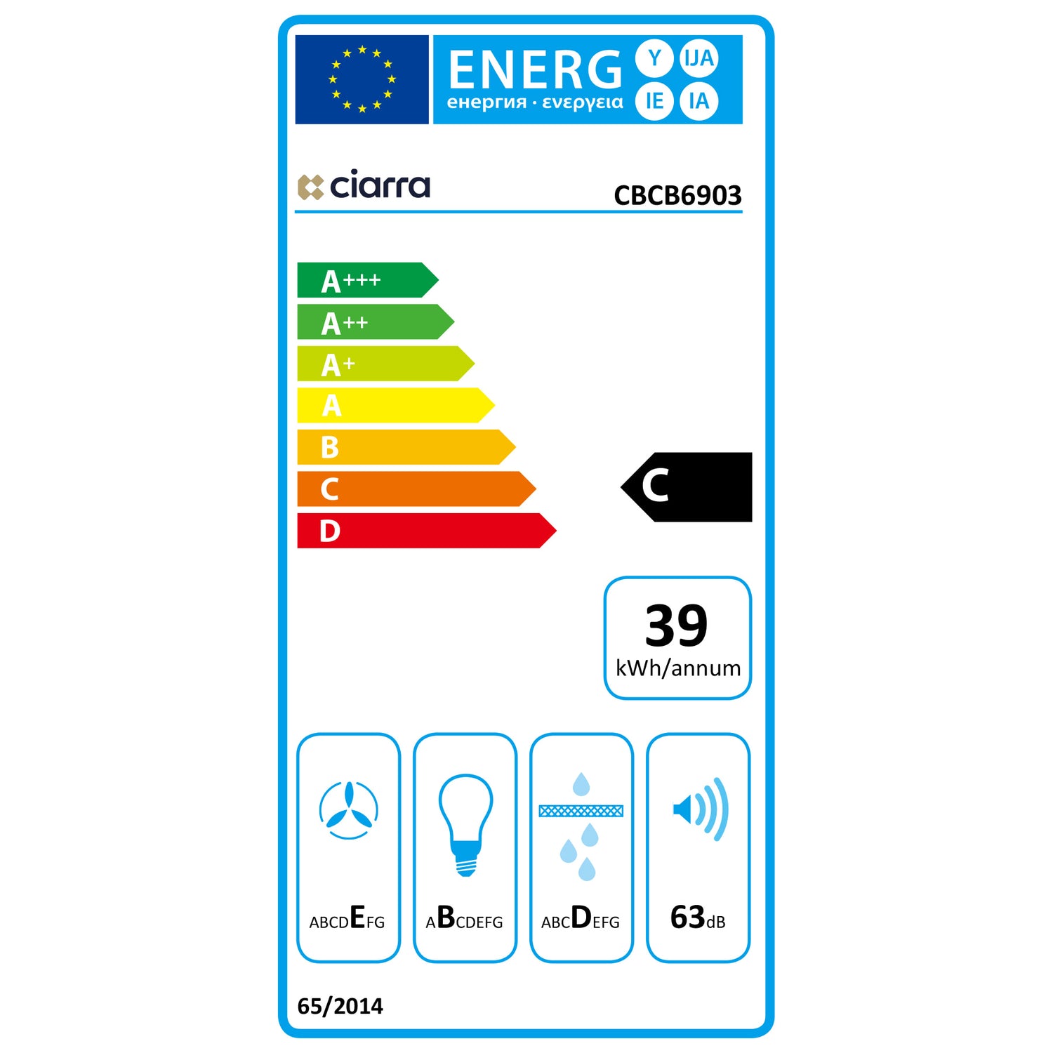 CIARRA Einbau Unterbau Integrierte Unterbauhaube Dunstabzugshaube 60cm CBCB6903-OW