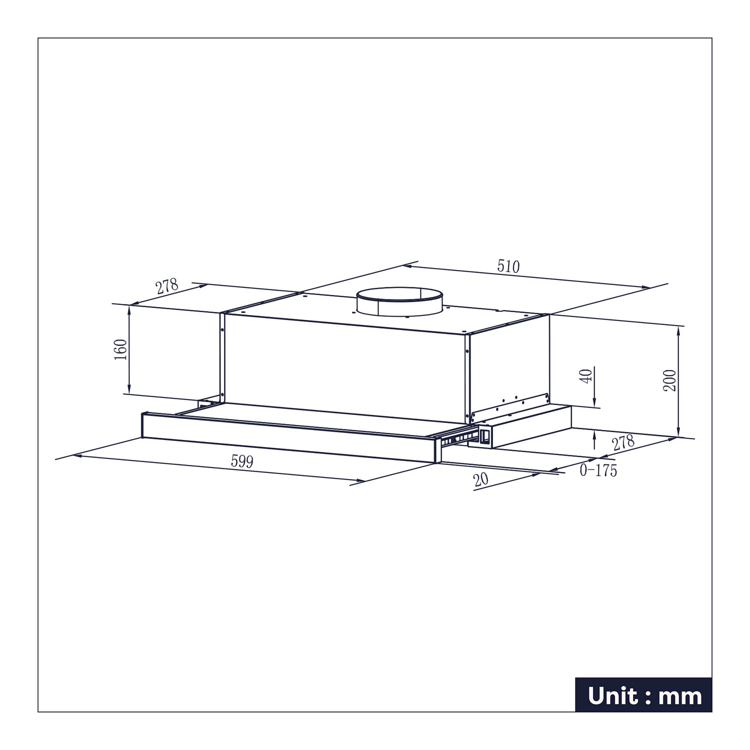CIARRA Flachschirmhaube Einbau Flachschirm-Dunstabzugshaube 60cm 370m³/h 2 Stufen CBCS6906D-OW