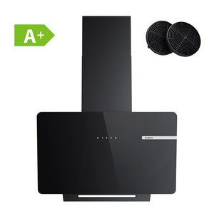 Ciarra 60cm Dunstabzugshaube Kopffrei Umluft Schräghaube Wandmontage mit Touch-Bedienung & LED-Beleuchtung Schwarz CBCB6765B-OW