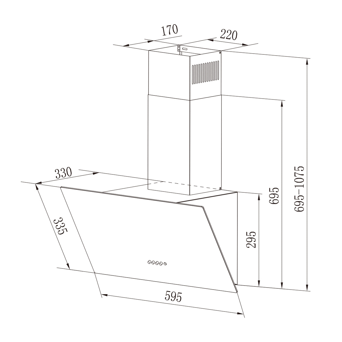 Ciarra 60cm Kopffreie Dunstabzugshaube Glas Weiß, Abluft/Umluft, Klasse A | CAW6750