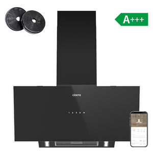 Ciarra 90 cm Kopffreihaube Schwarz – bis zu 700 m³/h, A+++, WLAN & App, 4 Stufen, Umluft/Abluft