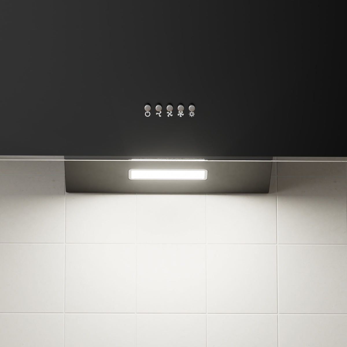 Ciarra 60cm Kopffreie Dunstabzugshaube Glas Schwarz, Abluft/Umluft, Klasse A | CAB6750