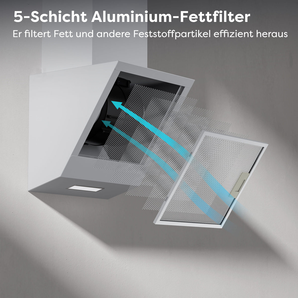 Ciarra 60cm Kopffreie Dunstabzugshaube Glas Weiß, Abluft/Umluft, Klasse A | CAW6750