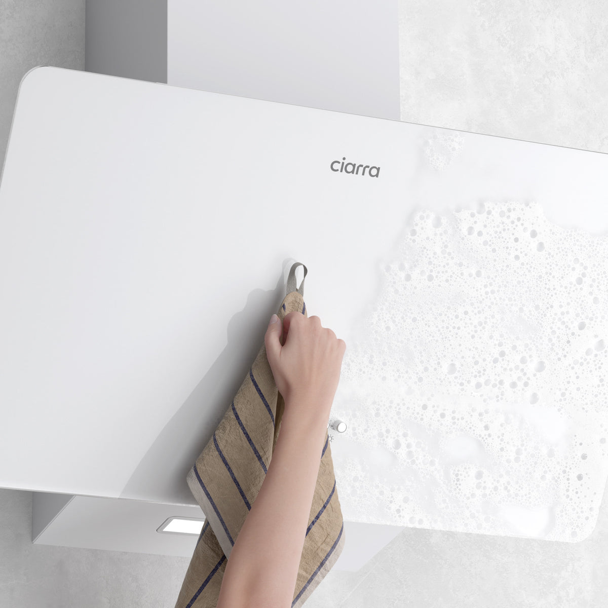 Ciarra 60cm Kopffreie Dunstabzugshaube Glas Weiß, Abluft/Umluft, Klasse A | CAW6750