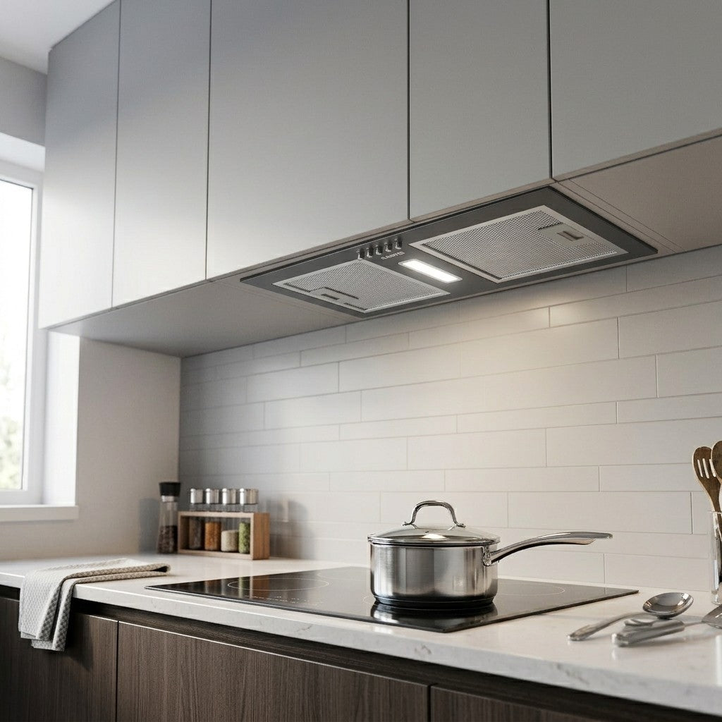 Hotte intégrée noire 52 cm pour cuisine compacte Ciarra CBCB5937A