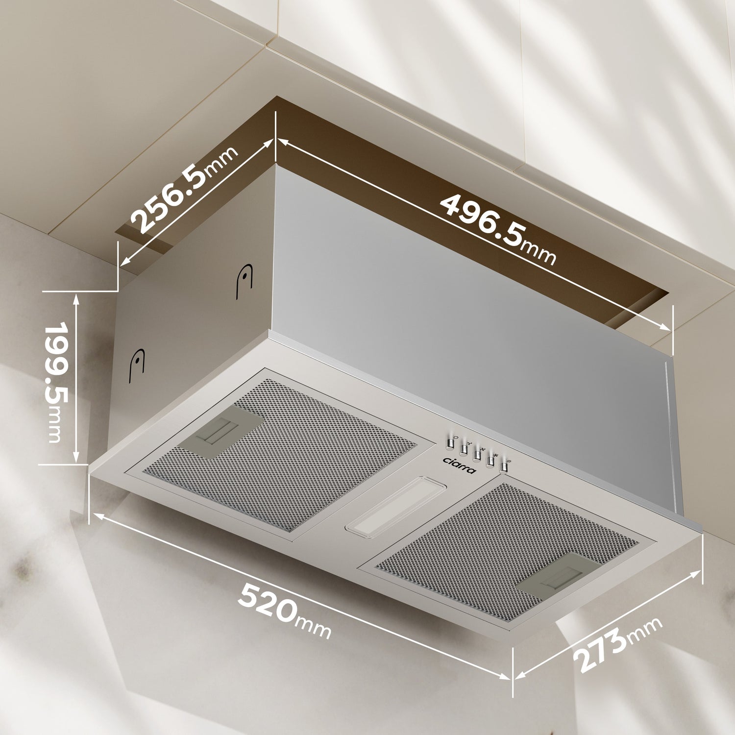 installation hotte encastrable 52 cm sous meuble de cuisine