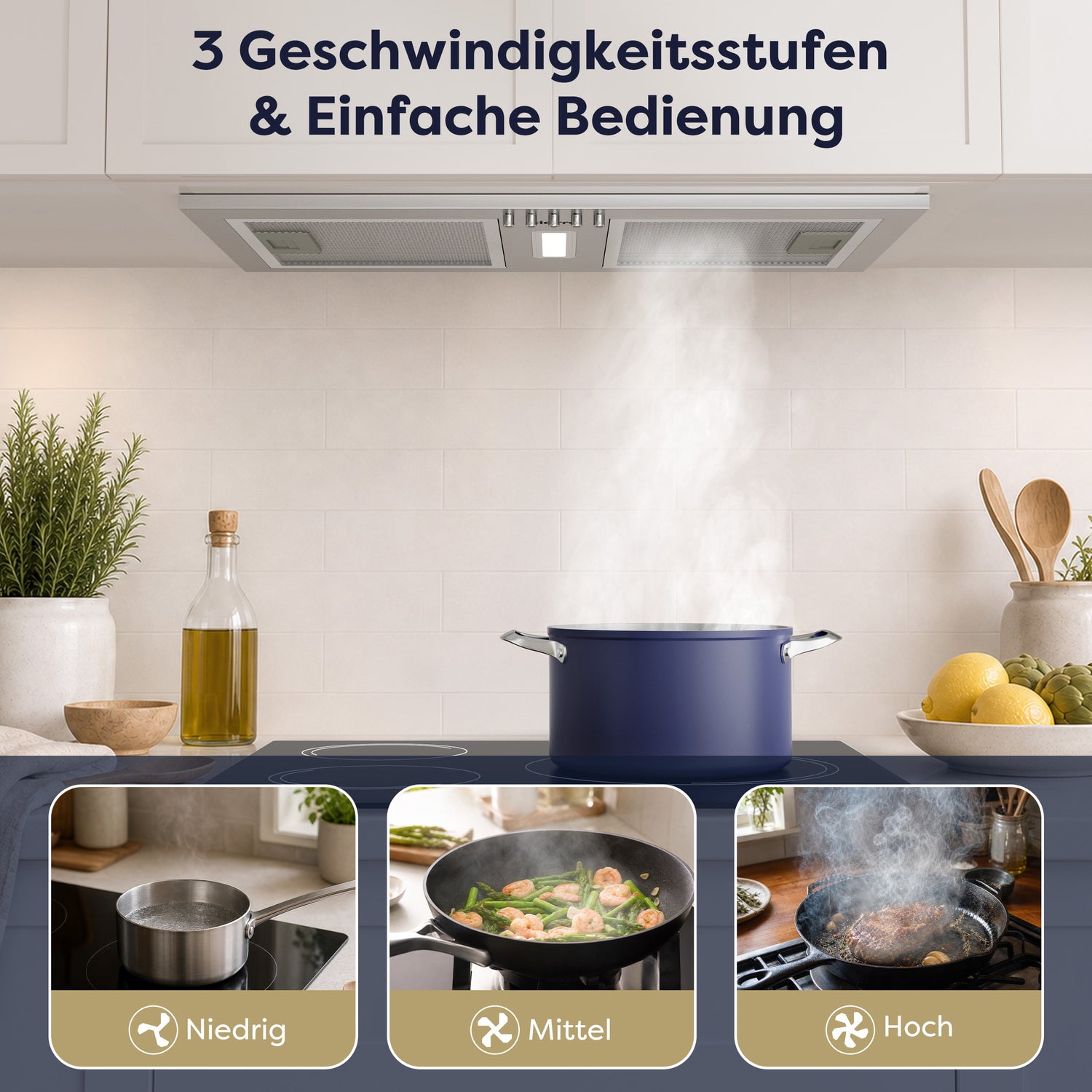 Ciarra silberne Einbau-Dunstabzugshaube 52 cm CBCS5937A