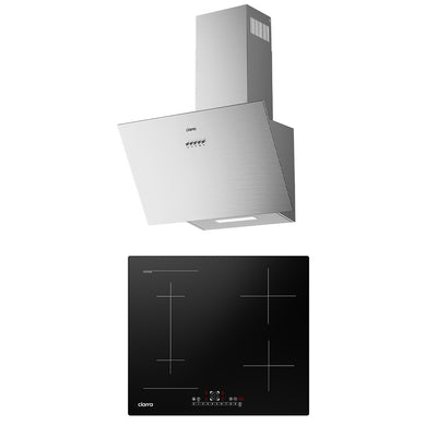 Ciarra 60cm Modern-Set: Wandhaube + 4-Zonen Induktionskochfeld