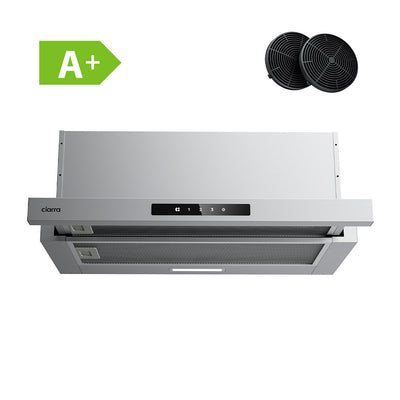 Ciarra 60cm Flachschirmhaube Einbau-Dunstabzugshaube ausziehbar Klasse A+, Dunstabzugshaube Unterbau Ausziehbar Flach, Touch, LED-Beleuchtung CBCS6909A-OW