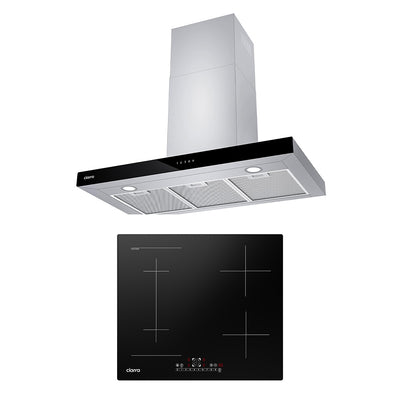 Ciarra Powerful-Set: 90cm Wandhaube + 60cm Induktionskochfeld 4 Zonen