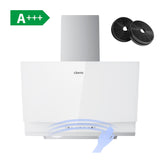 Ciarra Kopffreie Dunstabzugshaube 60cm Weiß Glas Edelstahl, Energieeffizienzklasse A+++, 710 m³/h Saugleistung, Touch & Gestensteuerung, Umluft & Abluft | CBCW6736A