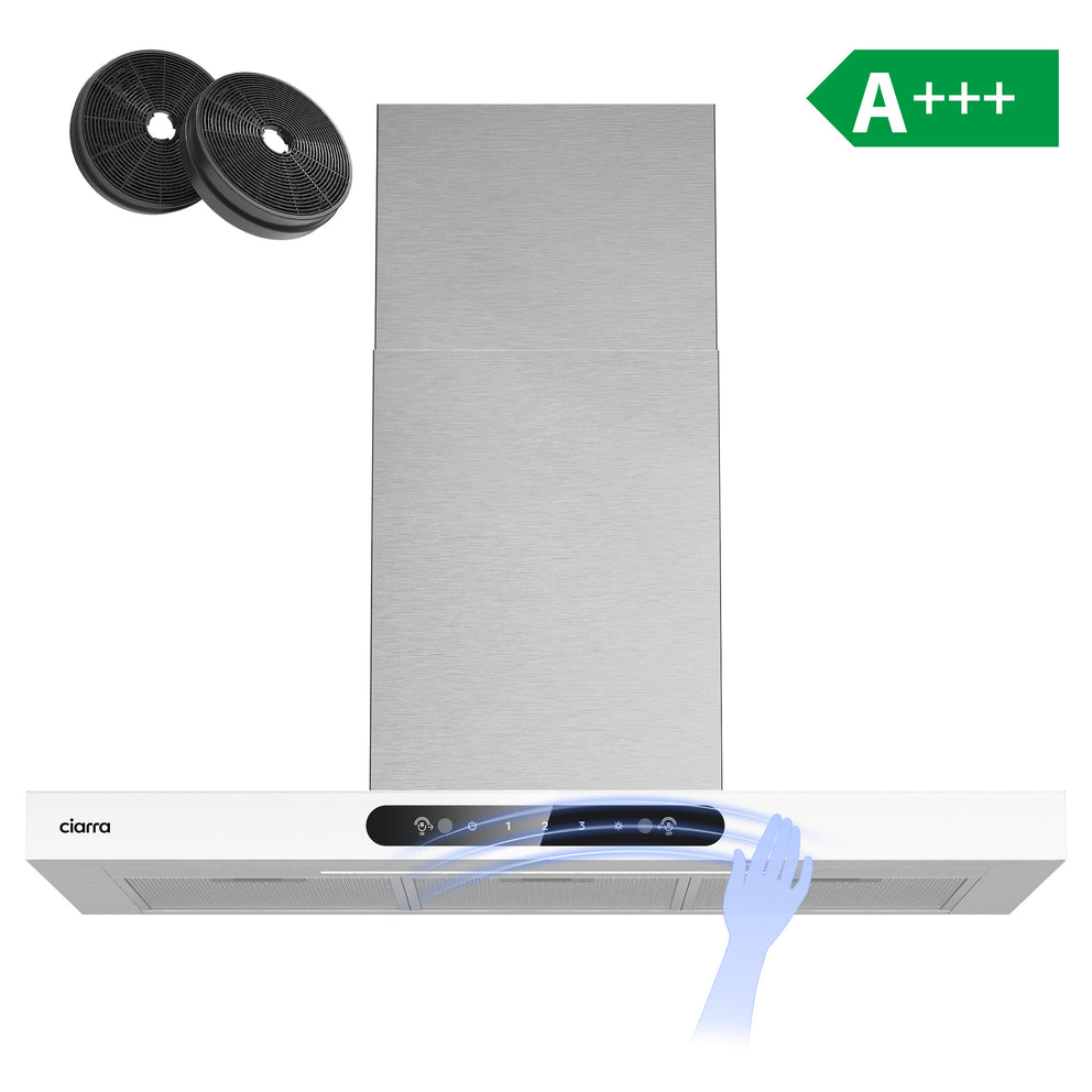 Ciarra Wandhaube 90cm in T-Form, Touch & Gestensteuerung, Umluft & Abluft | CBCW9102-W