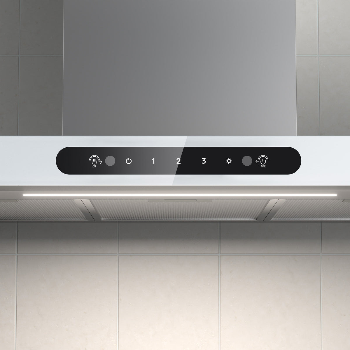 Ciarra Wandhaube 90cm in T-Form, Touch & Gestensteuerung, Umluft & Abluft | CBCW9102-W