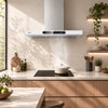 Ciarra Wandhaube 90cm in T-Form, Touch & Gestensteuerung, Umluft & Abluft | CBCW9102-W