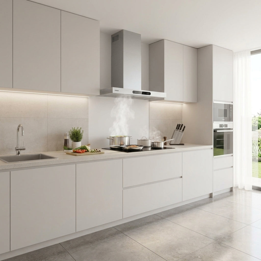 Ciarra Wandhaube 90cm in T-Form, Touch & Gestensteuerung, Umluft & Abluft | CBCW9102-W