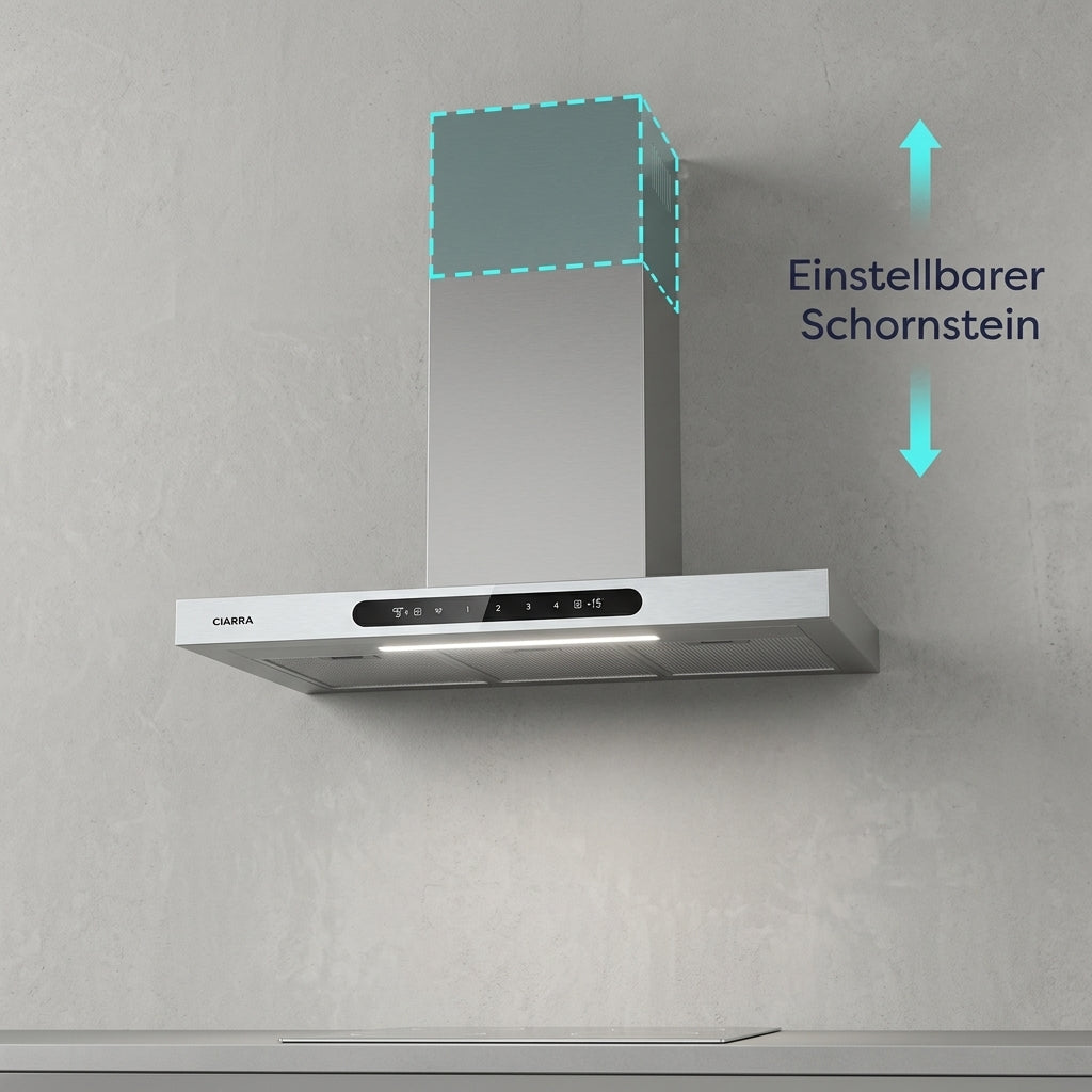 Ciarra Wandhaube 90cm in T-Form, Touch & Gestensteuerung, Umluft & Abluft | CBCW9102-W