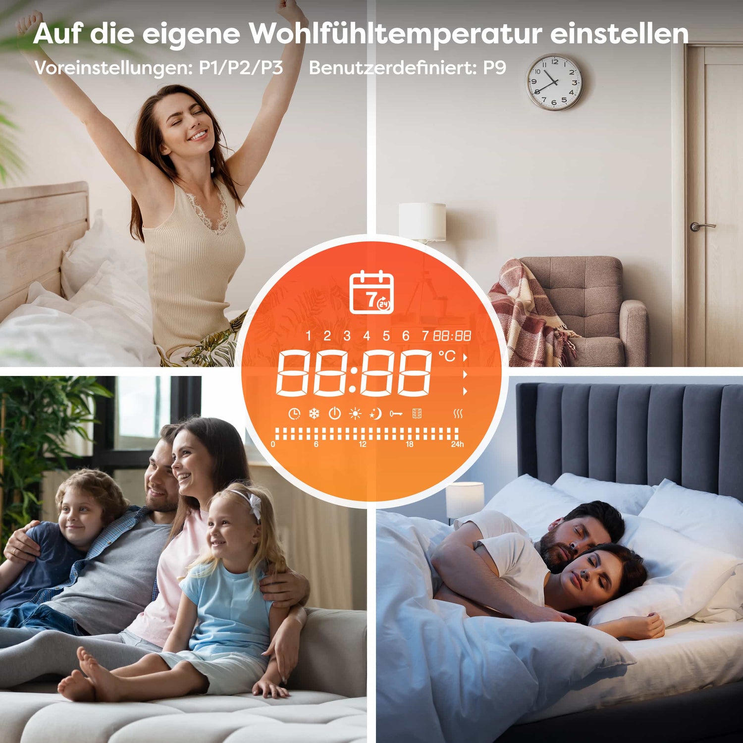 Ciarra WLAN Elektroheizung 1500W IP24 | Schwarze Badheizung