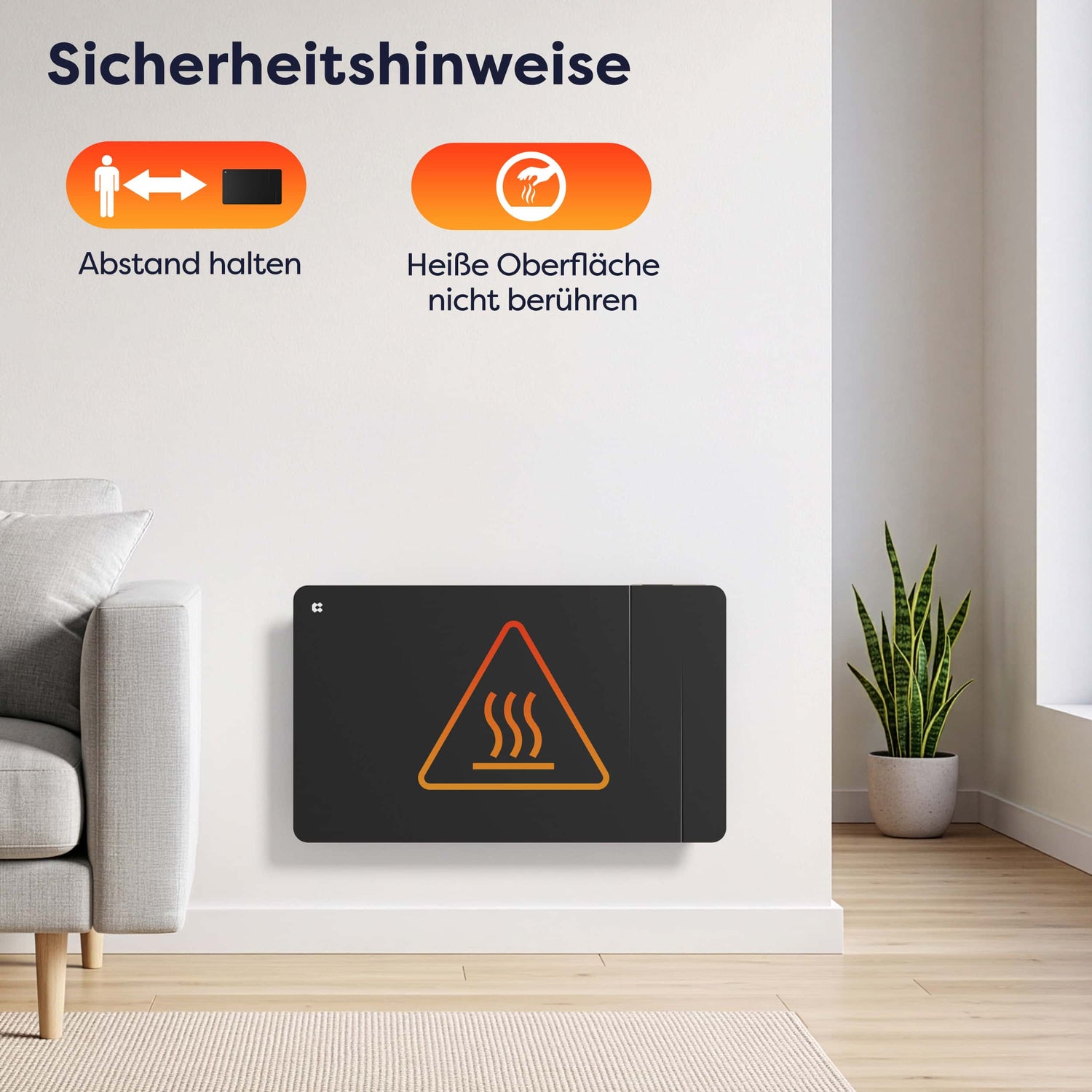 Ciarra WLAN Elektroheizung 1500W IP24 | Schwarze Badheizung