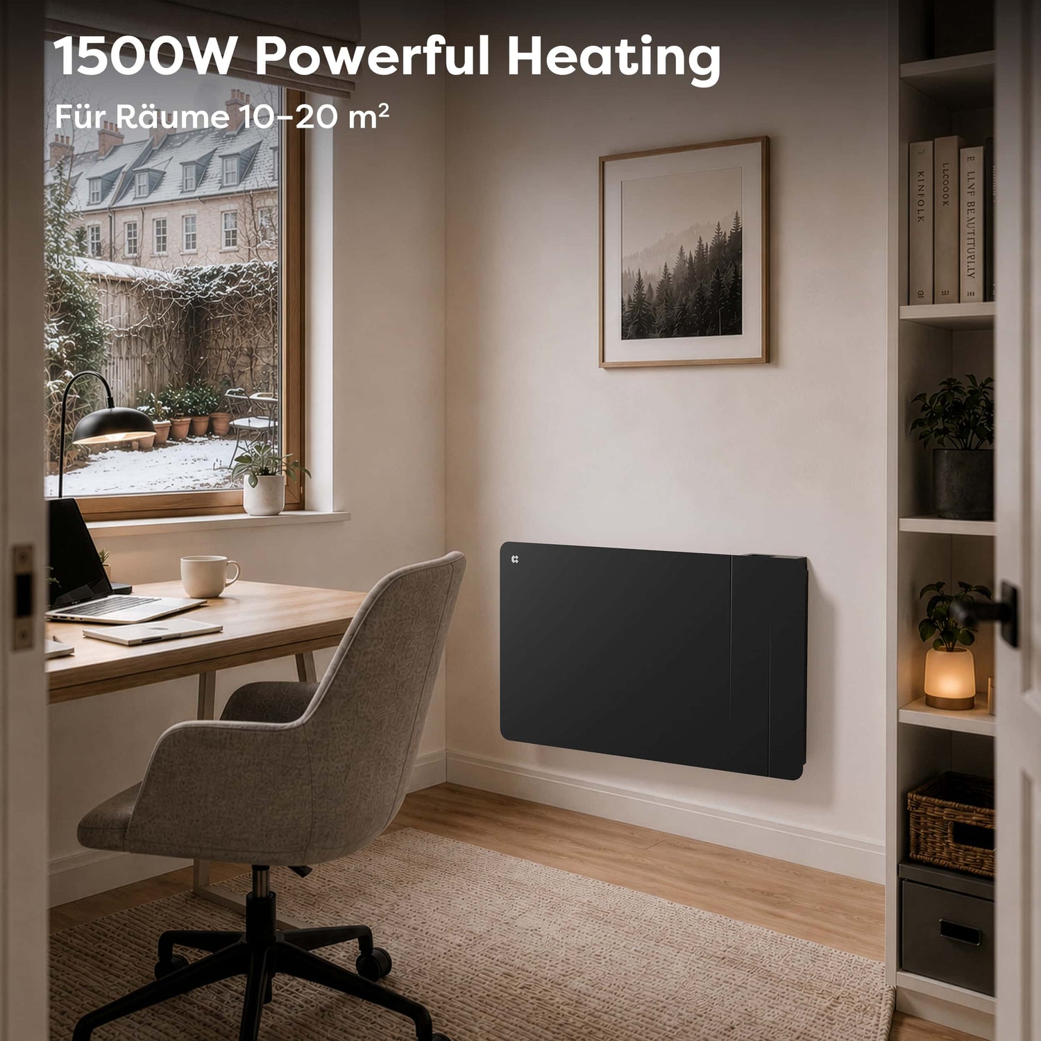 Ciarra WLAN Elektroheizung 1500W IP24 | Schwarze Badheizung
