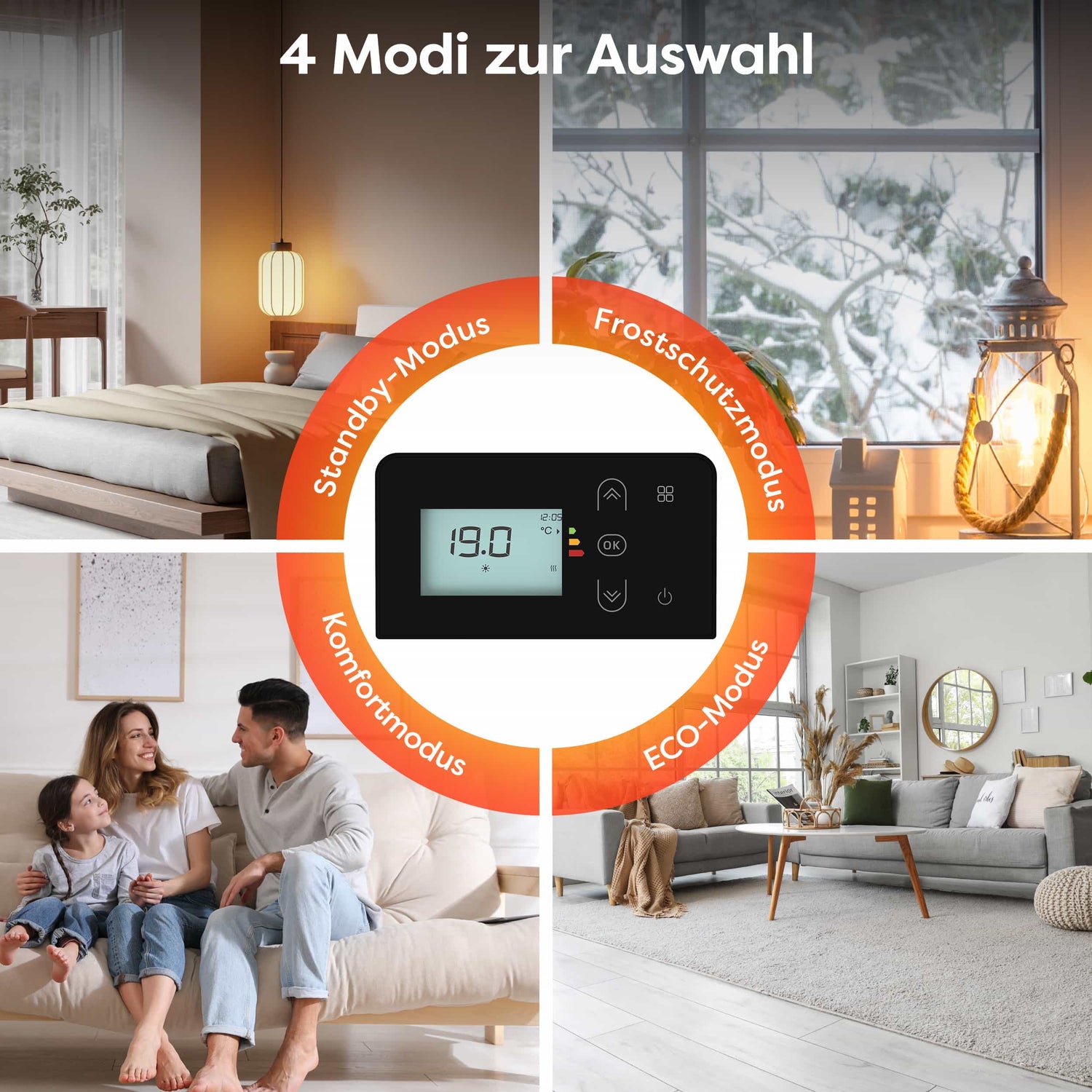 Ciarra WLAN Elektroheizung 1500W IP24 | Schwarze Badheizung