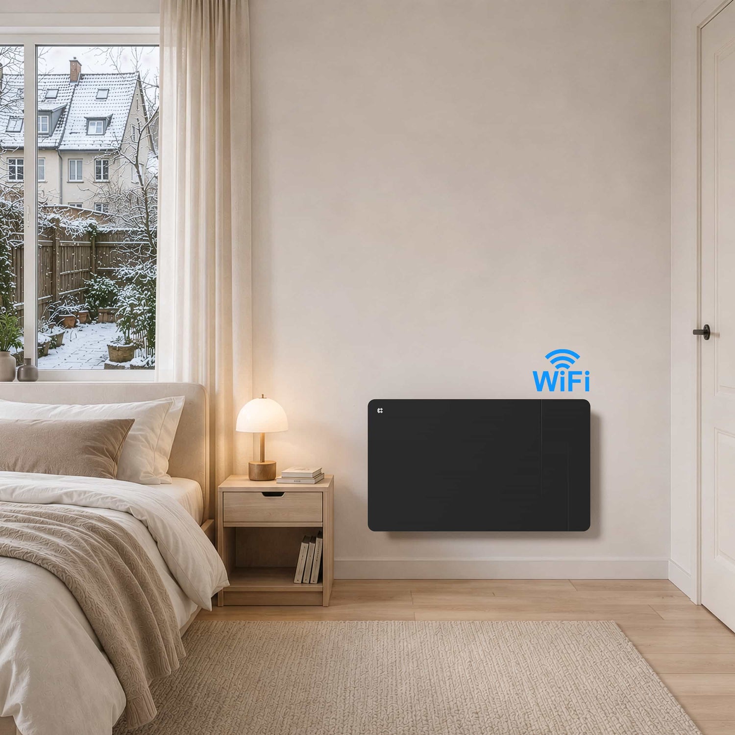 Ciarra WLAN Elektroheizung 1500W IP24 | Schwarze Badheizung