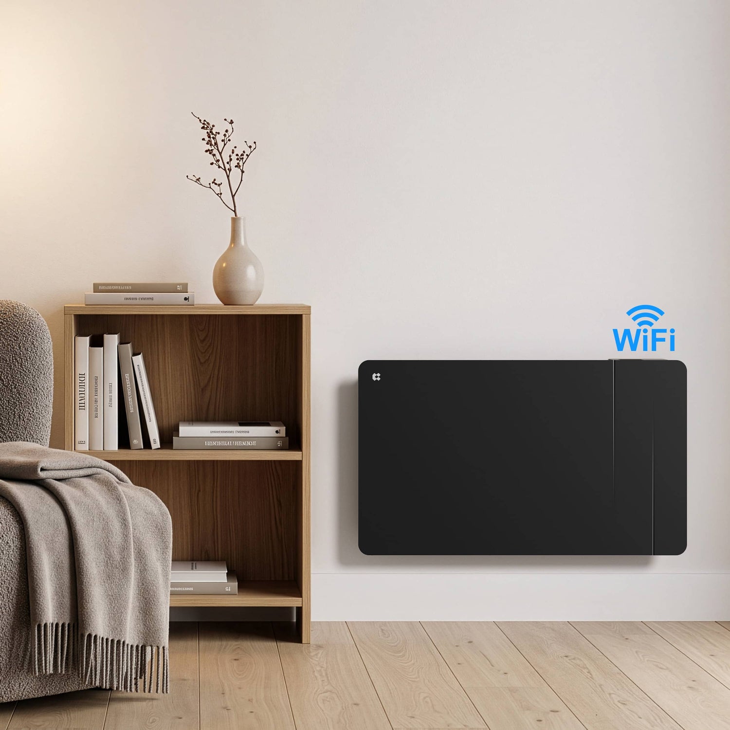 Ciarra WLAN Elektroheizung 1500W IP24 | Schwarze Badheizung