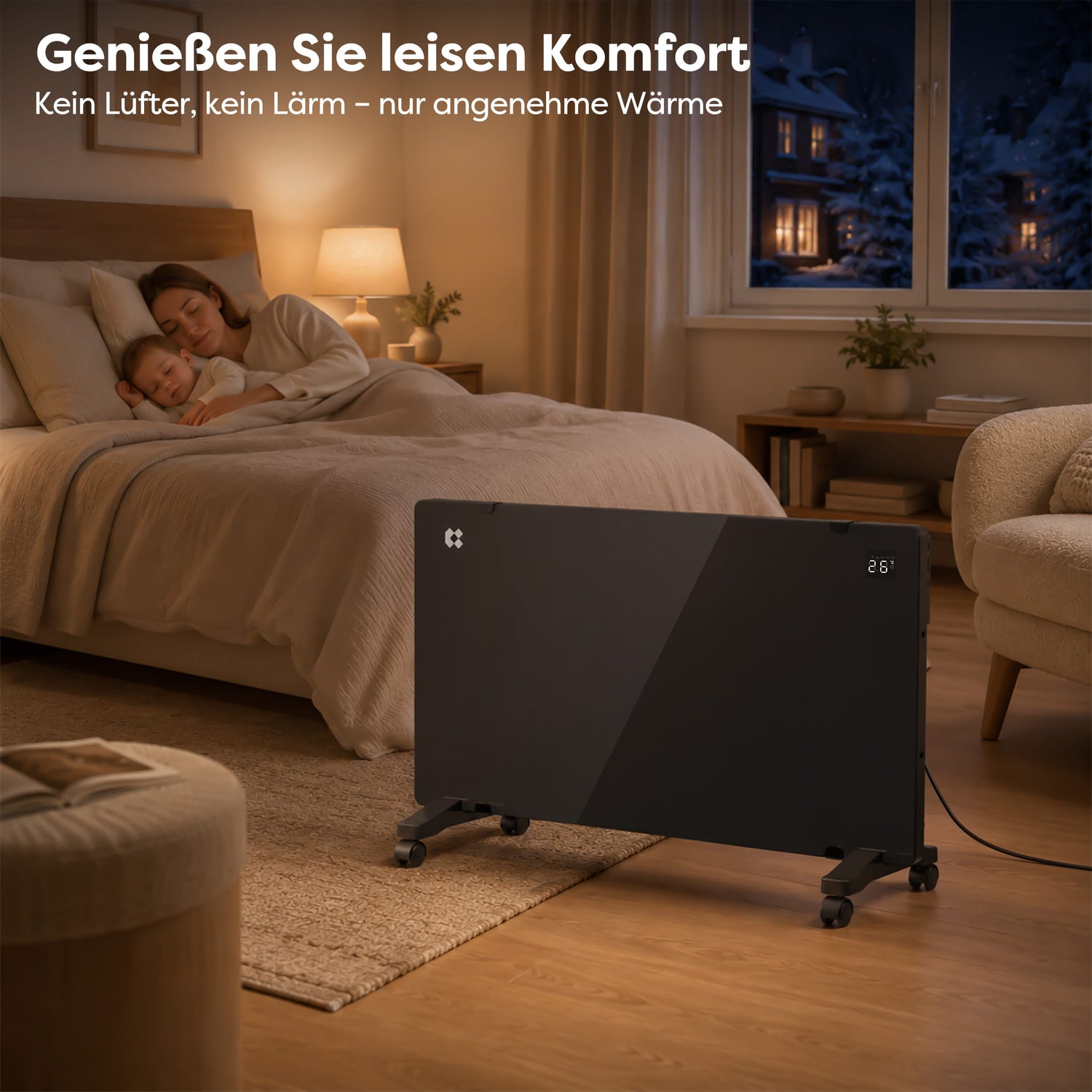 Ciarra WLAN Konvektorheizung 2000W IP24 Schwarz | CBHX20-B