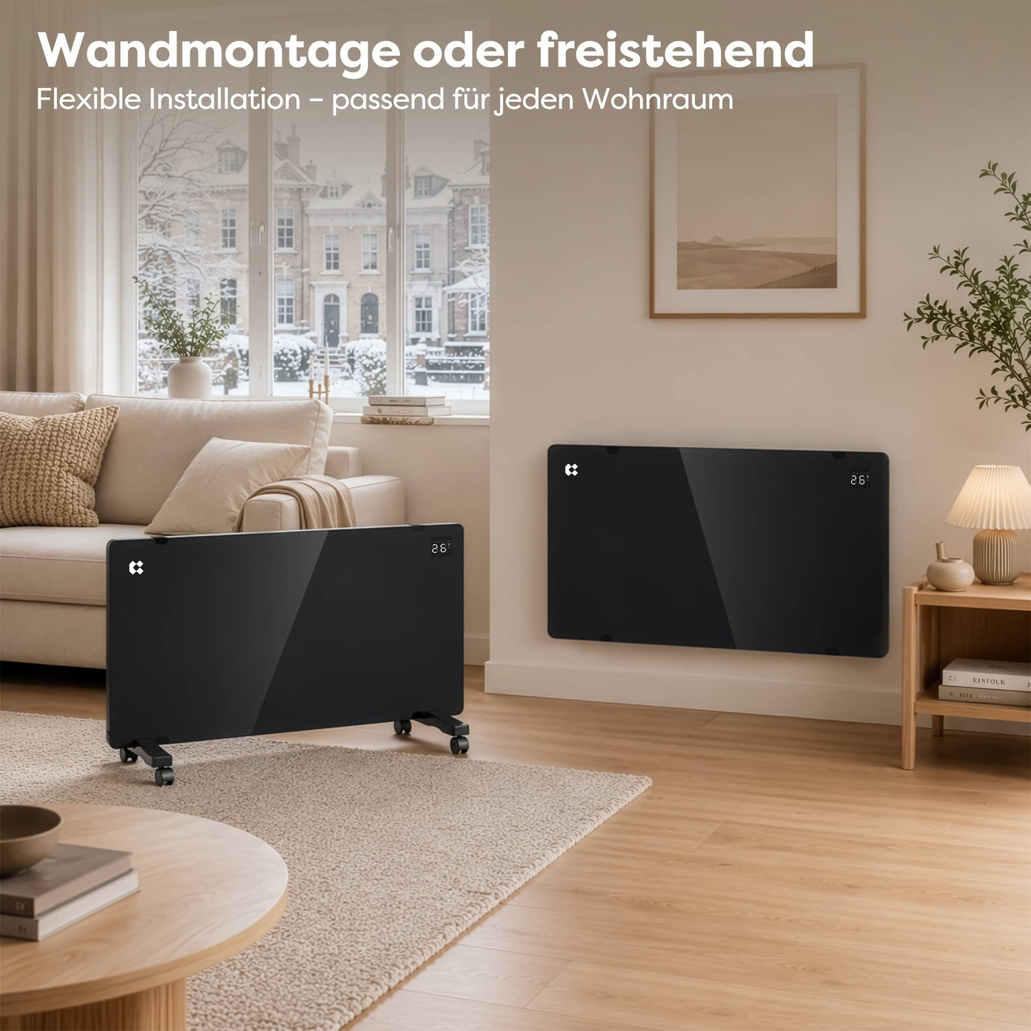 Ciarra WLAN Konvektorheizung 2000W IP24 Schwarz | CBHX20-B