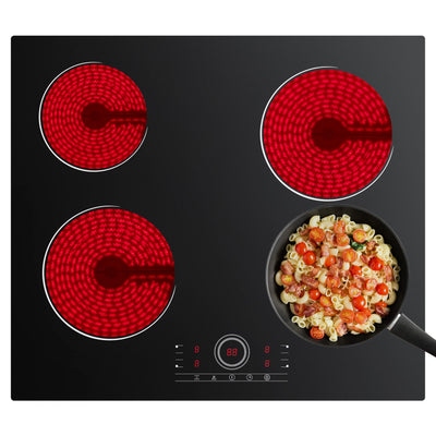Ciarra x CDV 6000W Ceranfeld Glaskeramik Kochfeld Einbau-Cerankochfeld mit 4 Kochzonen, Timer, geeignet für alle Arten von Kochgeschirr, CDVER604-OW