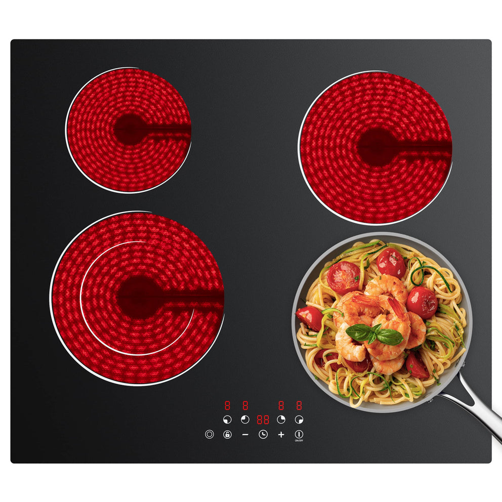 Ciarra x CDV 6400W Glaskeramik Kochfeld Elektro-Kochfeld, Doppel-Ring, 4 Zonen, Einbau Glaskeramik Kochfeld, CDVER64B-OW