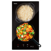 Ciarra 29cm Einbau-Keramikkochfeld mit 2 Zonen, Touch-Bedienung, Kindersicherung, 3000W Elektrokochfeld, CRGDBCH302T-OW
