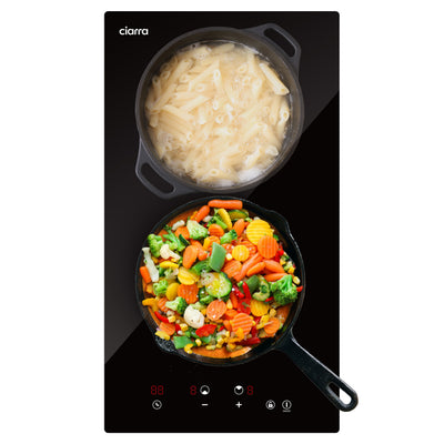 Ciarra 29cm Einbau-Keramikkochfeld mit 2 Zonen, Touch-Bedienung, Kindersicherung, 3000W Elektrokochfeld, CRGDBCH302T-OW