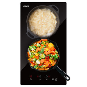 Ciarra 29cm Einbau-Keramikkochfeld mit 2 Zonen, Touch-Bedienung, Kindersicherung, 3000W Elektrokochfeld, CRGDBCH302T-OW