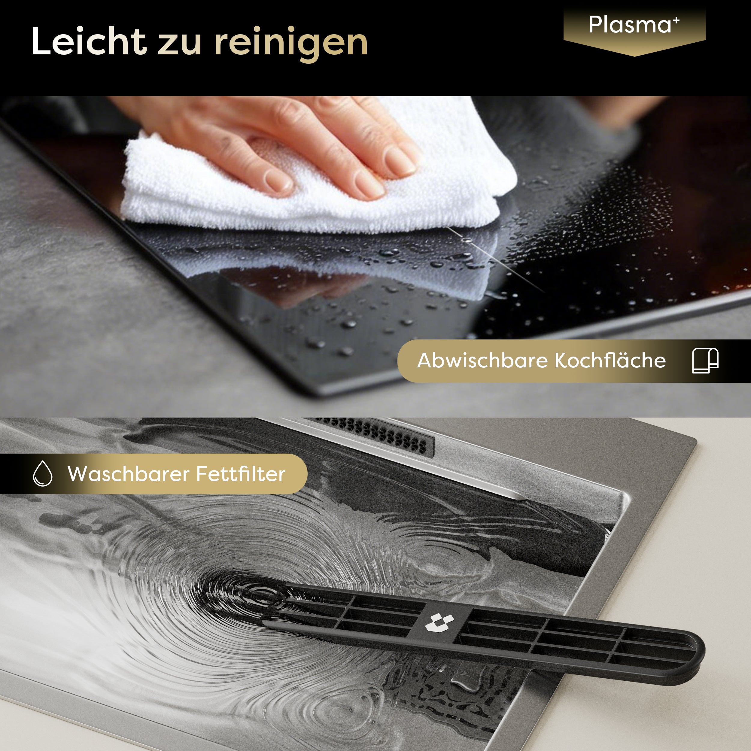 Ciarra ONE Induktions-Abzugskochfeld Domino 390 mm mit integriertem Plasma⁺-System und Boost CBBEH392B-OW