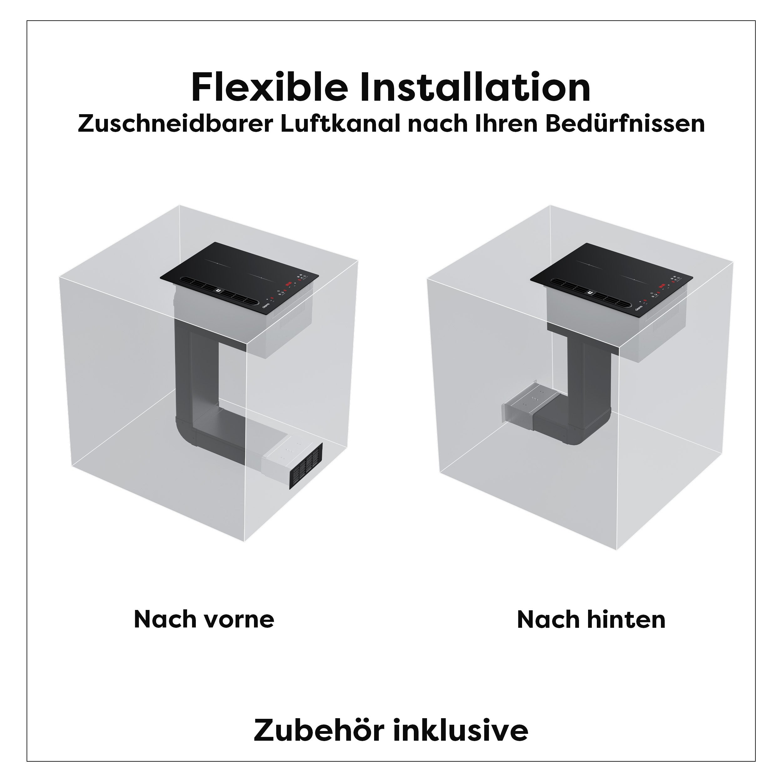 Ciarra ONE Induktions-Abzugskochfeld Domino 390 mm mit integriertem Plasma⁺-System und Boost CBBEH392B-OW