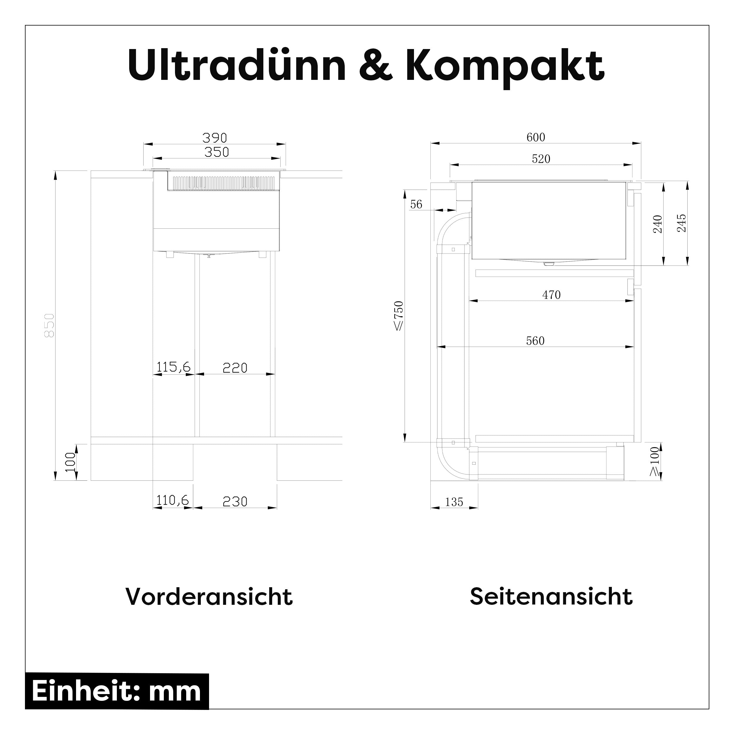 Ciarra ONE Induktions-Abzugskochfeld Domino 390 mm mit integriertem Plasma⁺-System und Boost CBBEH392B-OW