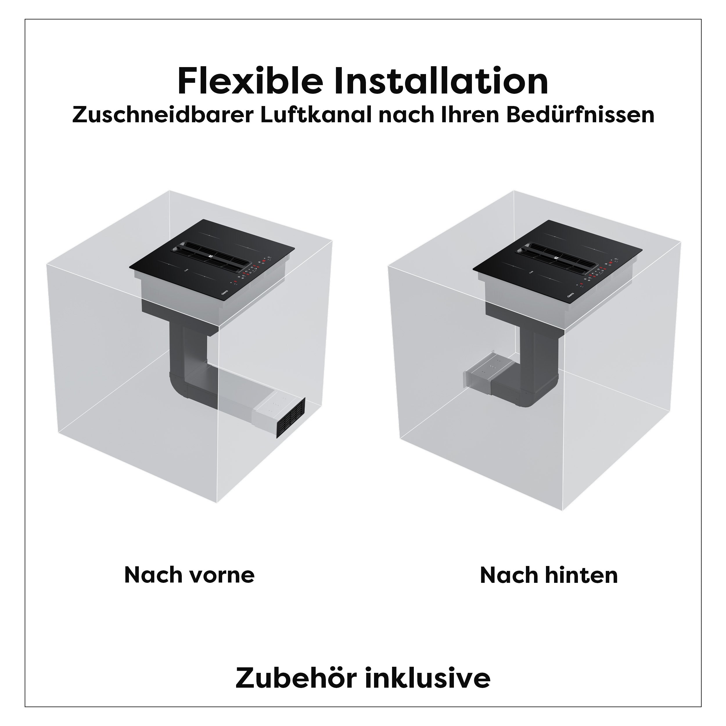 Ciarra ONE Induktions-Abzugskochfeld Kompakt 590 mm mit integriertem Plasma⁺-System und Boost und Flexzone CBBEH594BBF-OW