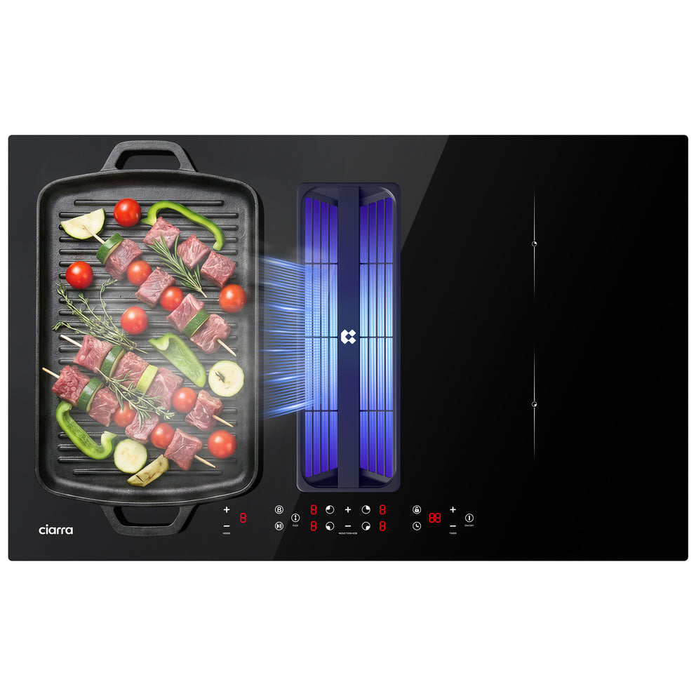 Ciarra ONE Induktions-Abzugskochfeld Ultra 830 mm mit integriertem Plasma⁺-System und Boost und Flexzone CBBEH834BBF-OW
