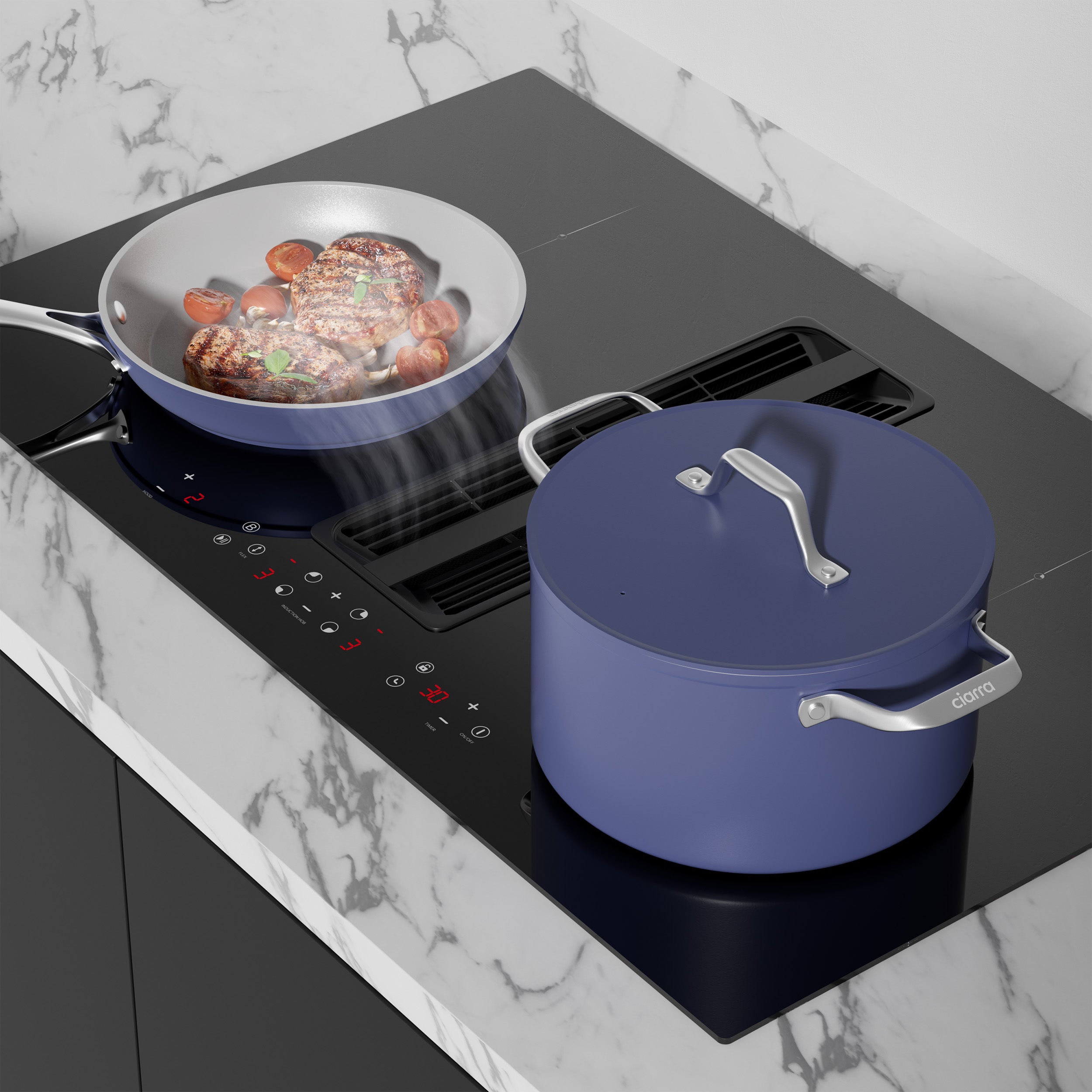 Ciarra ONE Induktions-Abzugskochfeld Ultra 830 mm mit integriertem Plasma⁺-System und Boost und Flexzone CBBEH834BBF-OW