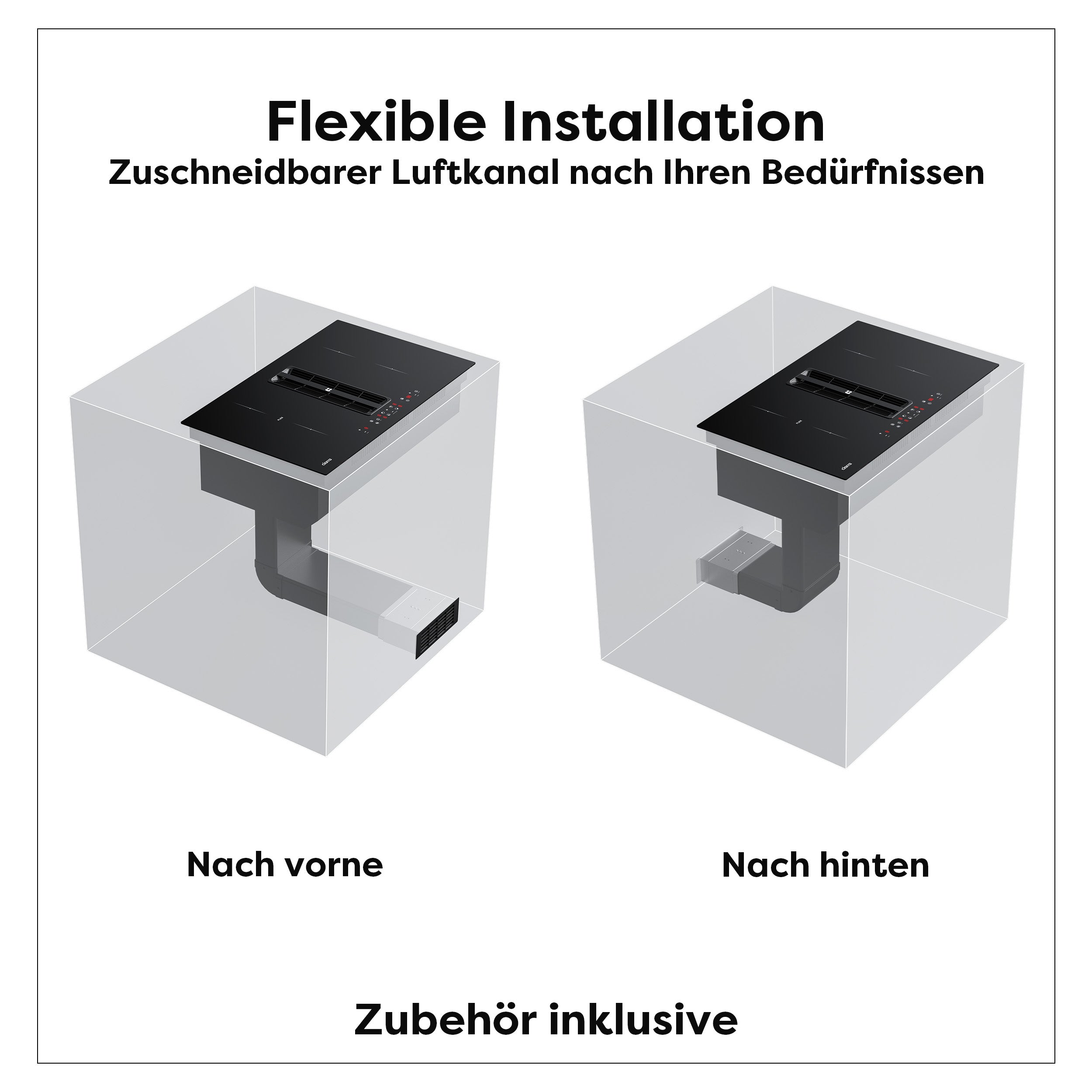 Ciarra ONE Induktions-Abzugskochfeld Ultra 830 mm mit integriertem Plasma⁺-System und Boost und Flexzone CBBEH834BBF-OW